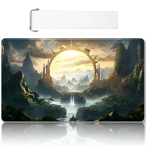 Premium genähte MTG-Spielmatte mit Zonen und rutschfester Gummi-Unterseite – TCG-Spielmatte für MTG und andere Kartenspiele – buntes Design mit Vintage-Look und Haptik (DKT (111), keine Zonen von DAUXID