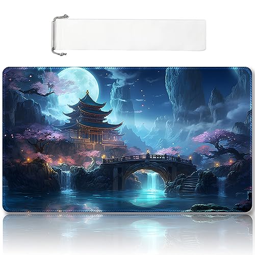 Premium genähte MTG-Spielmatte mit Zonen und rutschfester Gummi-Unterseite – TCG-Spielmatte für MTG und andere Kartenspiele – buntes Design mit Vintage-Look und Haptik (DKT (117), keine Zonen von DAUXID