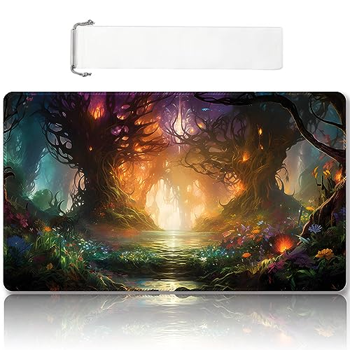 Premium genähte MTG-Spielmatte mit Zonen und rutschfester Gummi-Unterseite – TCG-Spielmatte für MTG und andere Kartenspiele – buntes Design mit Vintage-Look und Haptik (DKT (60), keine Zonen) von DAUXID