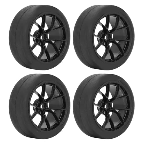 RC Car Wheels Reifen, Glatte, Starke Stoßdämpfung, Umweltfreundlicher Gummi 1/10 On Road Wheels Drift Tires (Schwarz) von DAUZ