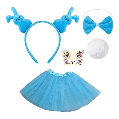 DAWCBVJQ Bunny Kostüm Set, Halloween Bunny Kostüm Set - Buntes Halloween -Kostümkit - Lustige Cosplay -Accessoires, entzückende Outfits Requisiten für Frauen, Mädchen von DAWCBVJQ