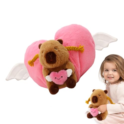 DAWCBVJQ Capybara Stuffed Animal, Capybara Plüsch,Entzückende weiche kreative Holding Herz umarmen Puppe - Komfortable kuschelige Plüsch, Tierpuppenkissen für Zuhause, Geburtstag, Sofa -Dekoration DAWCBVJQ Capybara Stuffed Animal, Capybara Plüsch,Entzückende weiche kreative Holding Herz umarmen Puppe - Komfortable kuschelige Plüsch, Tierpuppenkissen für Zuhause, Geburtstag, Sofa -Dekoration von DAWCBVJQ