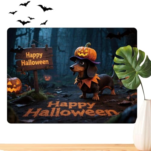 DAWCBVJQ Halloween Puzzles | 130 Teile Puzzles Für Kinder Mit Kürbissen Und Tieren Motiven | Förderndes Lernspiel Als Urlaubsdeko Und Gesellschaftsspiel Für Familien von DAWCBVJQ