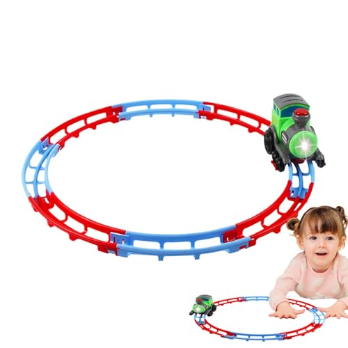DAWCBVJQ Spielzeug-Eisenbahn-Spielset,Spielzeug-Eisenbahn-Gleis-Set,Elektrisches Eisenbahngleis-Set, batteriebetrieben - Lernspielset für den Innenbereich mit realistischem Klang und Eisenbahngleis von DAWCBVJQ