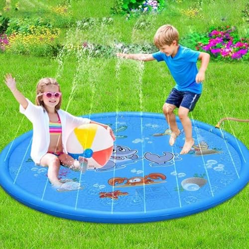 DAWCBVJQ Wassermatte Für Kinder Draußen | Wasserspielplatz Mit Meerestieren,Tragbare rutschfeste Wassermatte Für Garten Park Spielzeit Outdoorspaß von DAWCBVJQ