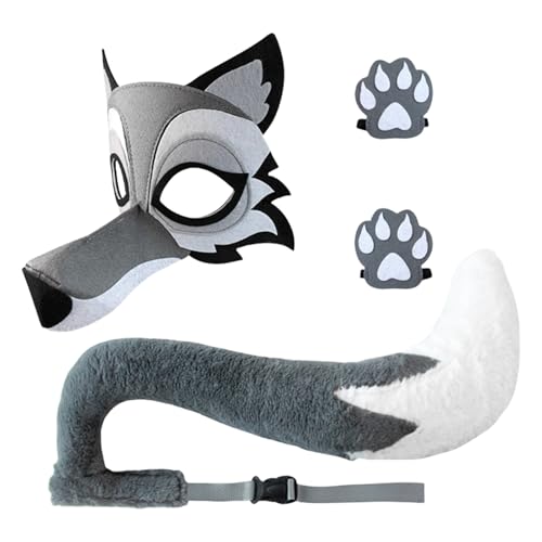 DAWCBVJQ Wolf Dress -up Set, Rollenspielkostüm | Lustiges graues Wolf Kostüm | Simulations-Cosplay-Zubehör, Requisiten für die Comic-Konvent von DAWCBVJQ