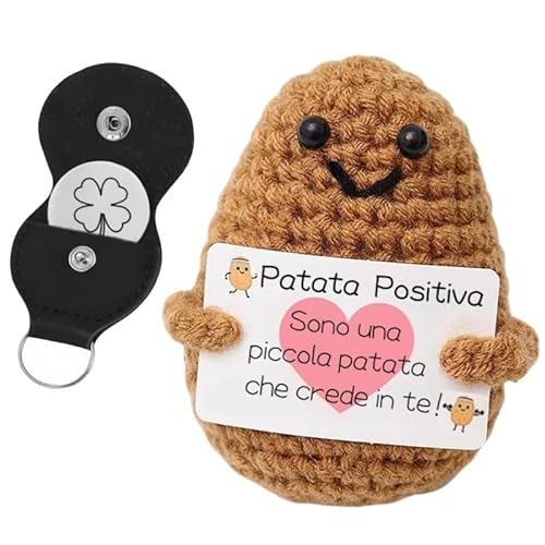 DAWOOWF Positive Potato, Glücksbringer, Positive Plüsch, positive italienische Kartoffel, besondere Geschenke für Freunde zum Geburtstag, mit Geschenkbox und handgeschriebener Karte (Kartoffel-1) von DAWOOWF