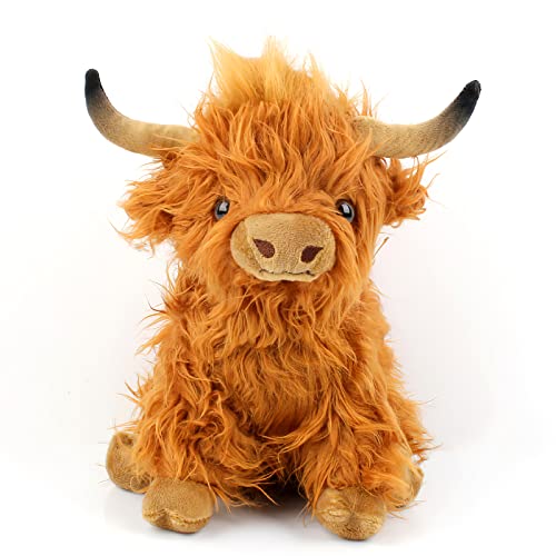 Highland Cow Soft Toy Plush Toy, Hochlandkuh Plüsch Highland Cow Plushie Hochlandkuh Kuscheltiere Realistic Soft Cuddly Farm Toy hochlandrind Kuscheltier Realistische Schottische Hochlandrinder von DAWRIS
