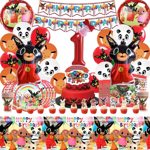 Bunny Geburtstag, Bunny Geburtstagsdeko 1 Jahre, Ballon, Geburtstagsbanner, Kuchendekoration,Geeignet zum Dekorieren von Geburtstags Mottopartys von DAYCHOW