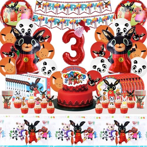 Bunny Geburtstag, Bunny Geburtstagsdeko 3 Jahre, Ballon, Geburtstagsbanner, Tischdecke, Geeignet zum Dekorieren von Geburtstags Mottopartys von DAYCHOW