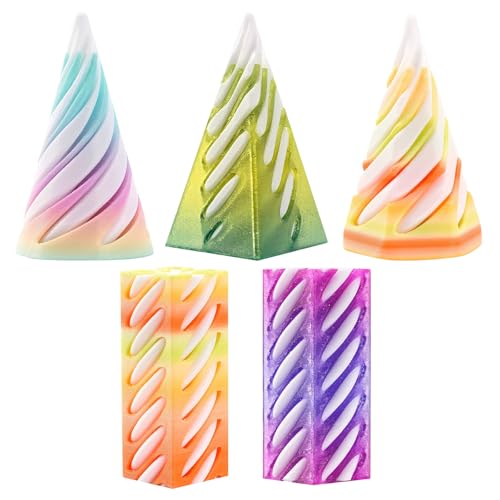 Impossible Cone Pyramide Passthrough Sculpture 5 Stück Angstlinderndes Spiralkegelspielzeug Pyramid Statue Funny Passthrough Pyramid Sculpture 3D Printed Fidget Spiral Cone Spielzeug Für Kinder von DAYIsjz