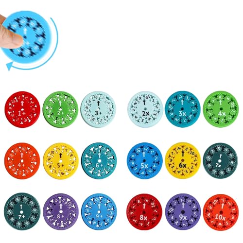 Rechenhilfe Fidget Spinner Set 18 Stück Mathe Fakten Fidget Spinner Lustige Mathe Lern Fidget Toy Für Kinder Lindert Stress Zappel Lernspiel Spielzeug Für Interaktives Lern (Zufällige Farb numerisch) von DAYIsjz