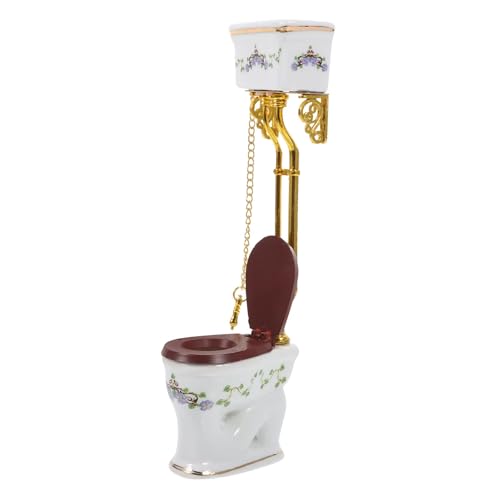 DAYLIGHE 1/12 Skala Keramik Winzige Toilette Für Dollhouses Badezimmer Zubehör Realistische Miniaturmöbelmodell von DAYLIGHE