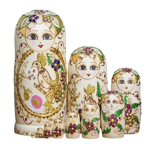 DAYLIGHE Künstlerische Russische Nistspielzeug Einzigartige Handgemalte Holzpuppen Zur Sammlung Russisches Stapelspielzeug 10 Holzmädchenpuppen DAYLIGHE Künstlerische Russische Nistspielzeug Einzigartige Handgemalte Holzpuppen Zur Sammlung Russisches Stapelspielzeug 10 Holzmädchenpuppen von DAYLIGHE