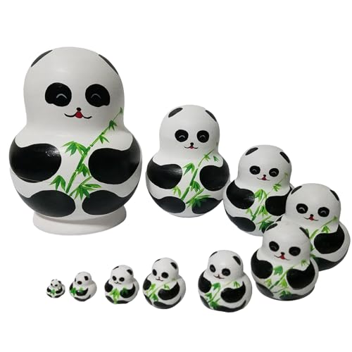DAYLIGHE Traditionelle Russische Nistpuppen 10pcs/festgelegte Handgemalte Holzmatryoshka Panda Nesting Dolls Volkskunst Sammlerstücke DAYLIGHE Traditionelle Russische Nistpuppen 10pcs/festgelegte Handgemalte Holzmatryoshka Panda Nesting Dolls Volkskunst Sammlerstücke von DAYLIGHE