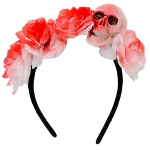 DAYnagh Leichter, verstellbarer Totenkopf-Kopfschmuck mit Kunstblumenkostüm, Kopfbedeckung für Erwachsene und Kinder, Halloween-Zubehör, Totenkopf-Blume, Kopfbedeckung DAYnagh Leichter, verstellbarer Totenkopf-Kopfschmuck mit Kunstblumenkostüm, Kopfbedeckung für Erwachsene und Kinder, Halloween-Zubehör, Totenkopf-Blume, Kopfbedeckung von DAYnagh