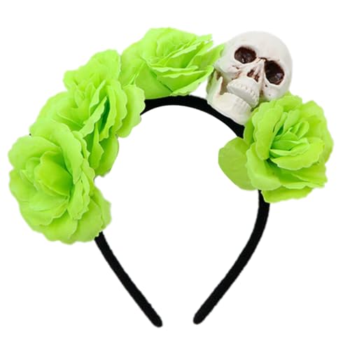 DAYnagh Leichter, verstellbarer Totenkopf-Kopfschmuck mit Kunstblumenkostüm, Kopfbedeckung für Erwachsene und Kinder, Halloween-Zubehör, Totenkopf-Blume, Kopfbedeckung DAYnagh Leichter, verstellbarer Totenkopf-Kopfschmuck mit Kunstblumenkostüm, Kopfbedeckung für Erwachsene und Kinder, Halloween-Zubehör, Totenkopf-Blume, Kopfbedeckung von DAYnagh