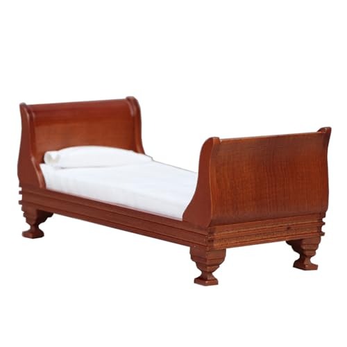 Miniatur-Einzelbett aus Naturholz, Maßstab 1:12, Modellmöbel zur Verschönerung von Puppenhäusern, Innenräumen und als Dekoration von DAYnagh