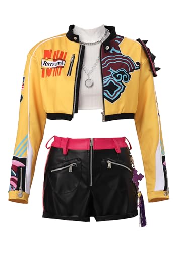Cosplay-Kostüme für Erwachsene, Damen, Tanz-Outfits, komplettes Set, Mantel, kurz für Halloween, gelb, S Cosplay-Kostüme für Erwachsene, Damen, Tanz-Outfits, komplettes Set, Mantel, kurz für Halloween, gelb, S von DAZCOS
