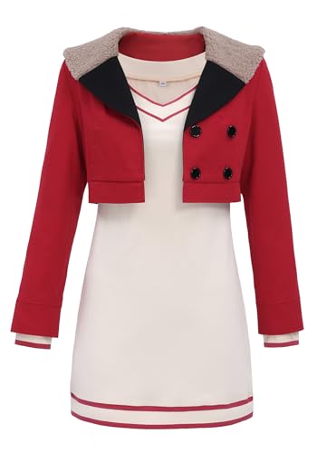 DAZCOS Anime Momo Ayase Cosplay-Kostüm, komplettes Set, rote Anzugjacke, Uniform, Strickkleid für Erwachsene, Damen, Halloween-Party, Größe M von DAZCOS