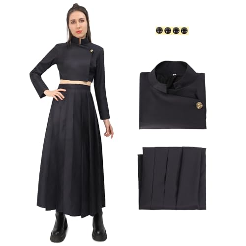 DAZCOS Cosplay-Kostüm für Damen, US-Größe, hohe Taille, Rock, Uniform, Jacke mit Ohrringen, Schwarz, L DAZCOS Cosplay-Kostüm für Damen, US-Größe, hohe Taille, Rock, Uniform, Jacke mit Ohrringen, Schwarz, L von DAZCOS