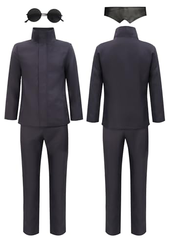DAZCOS Cosplay-Kostüm für Herren, US-Größe, Outfit mit Brille, Augenbinde, Jacke, Hose für Erwachsene, Blau, XL von DAZCOS