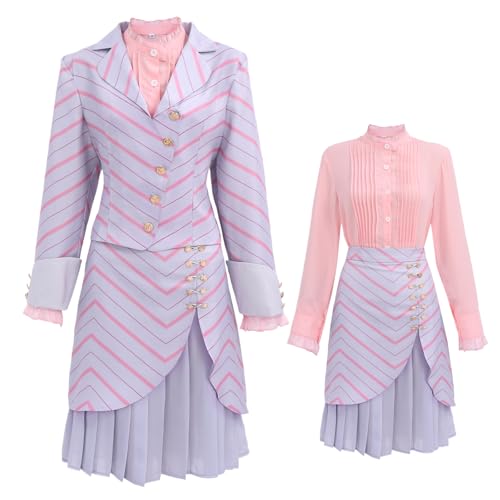 DAZCOS Damen-Kostüm, Cosplay, Uniform, gestreift, Anzug für Halloween, Pink, XL DAZCOS Damen-Kostüm, Cosplay, Uniform, gestreift, Anzug für Halloween, Pink, XL von DAZCOS
