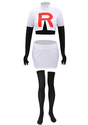 DAZCOS Damen Us Szie Team Rocket Jesse Printed R Cosplay Frauen Kleine Weiß von DAZCOS