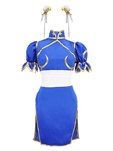 DAZCOS Damen UsSize Adult Chun Li Cosplay Frauen XXXL Blau von DAZCOS