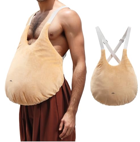 DAZCOS Fake Belly für Weihnachtsmann-Kostüme für Männer und Frauen, alte Dame, fetter Kerl, Weihnachten, Halloween, Cosplay (Beige) von DAZCOS