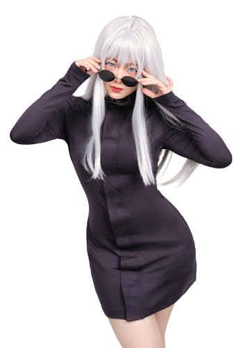 DAZCOS Gojo Satoru Cosplay Kostüm Frauen US-Größe Lila Kleid mit Brille (M) von DAZCOS