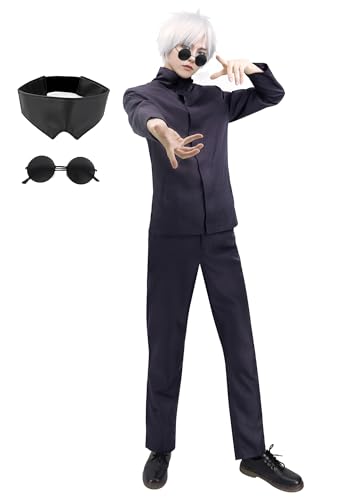 DAZCOS Gojo Satoru Cosplay Kostüm Uniform Ouitfit mit Augenbinde (XS) von DAZCOS
