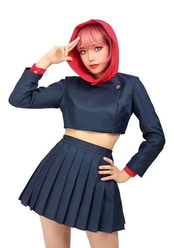 DAZCOS Cosplay-Kostüm für Damen, US-Größe, Kapuzenjacke, Faltenrock, Uniform, Blau, M von DAZCOS