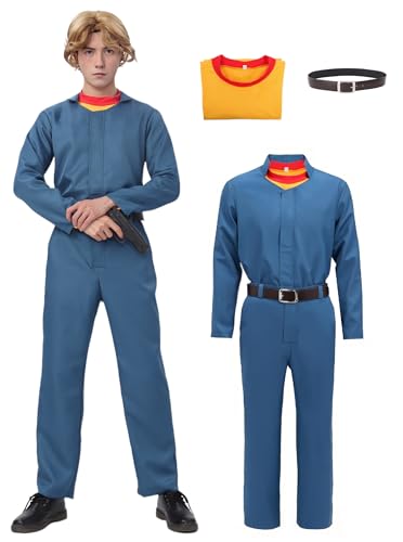 DAZCOS Lockiger Cosplay-Overall für Herren, blauer Overall, Horror-Spiel-Kostüm für Halloween, Blau, L von DAZCOS
