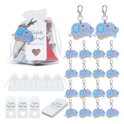 DAZZLEEX Entzückender Elefanten-Schlüsselanhänger, Partyzubehör, komplett mit Gazebeutel und personalisierten Etiketten, Blau 2 DAZZLEEX Entzückender Elefanten-Schlüsselanhänger, Partyzubehör, komplett mit Gazebeutel und personalisierten Etiketten, Blau 2 von DAZZLEEX