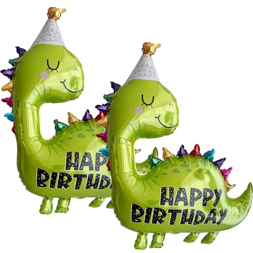 2 Stück Dinosaurier-Luftballons, Folienballons, Happy Birthday-Luftballons, Kinder-Geburtstags-Luftballons, Dinosaurier-Geburtstags-Luftballons, Dinosaurier-Helium-Luftballons 2 Stück Dinosaurier-Luftballons, Folienballons, Happy Birthday-Luftballons, Kinder-Geburtstags-Luftballons, Dinosaurier-Geburtstags-Luftballons, Dinosaurier-Helium-Luftballons von DAZZLUXE
