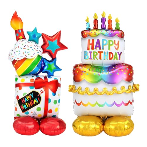 2 Stück Wasserstoffballons „Happy Birthday“, Helium für Ballons, Ballonständer, aufblasbare Kuchen und Geschenke, Geburtstagsparty-Ballons, geeignet für Kinder, Erwachsene 2 Stück Wasserstoffballons „Happy Birthday“, Helium für Ballons, Ballonständer, aufblasbare Kuchen und Geschenke, Geburtstagsparty-Ballons, geeignet für Kinder, Erwachsene von DAZZLUXE