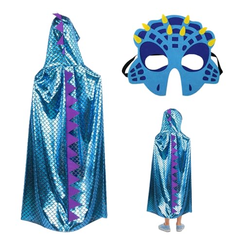 DAZZLUXE 1 Set Dinosaurier-Kostüm für Kinder, Dinosaurier-Maske, blauer Kinderumhang, Dinosaurier-Umhang, Kinderkostüm, perfekt für Geburtstagsfeiern, Themenspiele, geeignet für Mädchen und Jungen DAZZLUXE 1 Set Dinosaurier-Kostüm für Kinder, Dinosaurier-Maske, blauer Kinderumhang, Dinosaurier-Umhang, Kinderkostüm, perfekt für Geburtstagsfeiern, Themenspiele, geeignet für Mädchen und Jungen von DAZZLUXE
