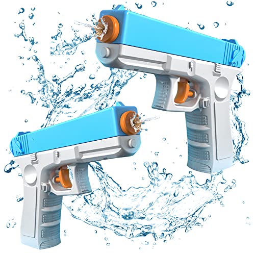 2 Stück Wasserpistole Spielzeug für Kinder,Mini Wasserpistolen,Wasser Spritzpistole Kunststoff,Premium Wasserpistolen Set,kleine wasserpistole,Outdoor Aktivität Wasserkampf(Blau Groß) von DAZZTIME