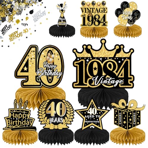 40. Geburtstag Tischdeko Set,40. Geburtstag Dekoration Mann, 10 Stück Schwarz und Gold 40. Geburtstag Deko Bienenwabe Mittelstück mit Tortendeko,15g Happy Birthday Konfetti,40. Geburtstag,40 Jahrestag 40. Geburtstag Tischdeko Set,40. Geburtstag Dekoration Mann, 10 Stück Schwarz und Gold 40. Geburtstag Deko Bienenwabe Mittelstück mit Tortendeko,15g Happy Birthday Konfetti,40. Geburtstag,40 Jahrestag von DAZZTIME