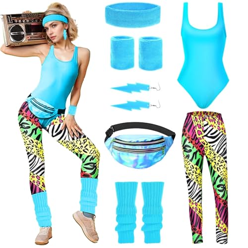 80er Jahre Outfit Damen Mit Bauchtasche, Stirnband, Beinwärmer - Kostüm für Karneval, Halloween, Mottoparty, Fasching 80er Jahre Outfit Damen Mit Bauchtasche, Stirnband, Beinwärmer - Kostüm für Karneval, Halloween, Mottoparty, Fasching von DAZZTIME