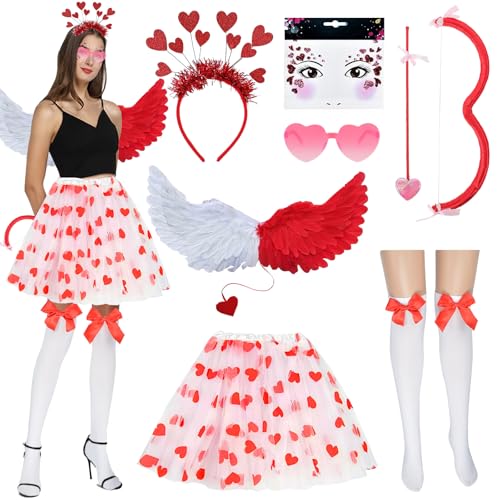 DAZZTIME Amor-Kostüm,Romantische Amor Kostüm Accessoires,Karneval Kostüme Amor Set,Amor Kostüm Damen,Valentinstag Herz Stirnband Pailletten,Herzchen Tutu,für Karneval,Fasching,Mottoparty DAZZTIME Amor-Kostüm,Romantische Amor Kostüm Accessoires,Karneval Kostüme Amor Set,Amor Kostüm Damen,Valentinstag Herz Stirnband Pailletten,Herzchen Tutu,für Karneval,Fasching,Mottoparty von DAZZTIME