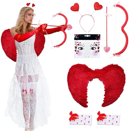 DAZZTIME Amor-Kostüm,Romantische Amor Kostüm Accessoires,Karneval Kostüme Amor Set,Amor Kostüm Damen,Valentinstag Herz Stirnband Pailletten,für Karneval,Fasching,Mottoparty DAZZTIME Amor-Kostüm,Romantische Amor Kostüm Accessoires,Karneval Kostüme Amor Set,Amor Kostüm Damen,Valentinstag Herz Stirnband Pailletten,für Karneval,Fasching,Mottoparty von DAZZTIME