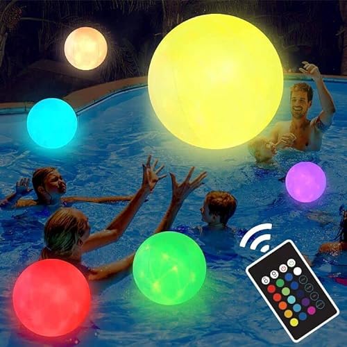 DAZZTIME Aufblasbarer LED Leuchtender Wasserball,Poolspielzeug-LED-Wasserball Mit Fernbedienung,Leuchtender Wasserbal,Wasserball,Aufblasbarer LED-Wasserball,Pool Spielzeug Spiele,Pool Spielzeug von DAZZTIME