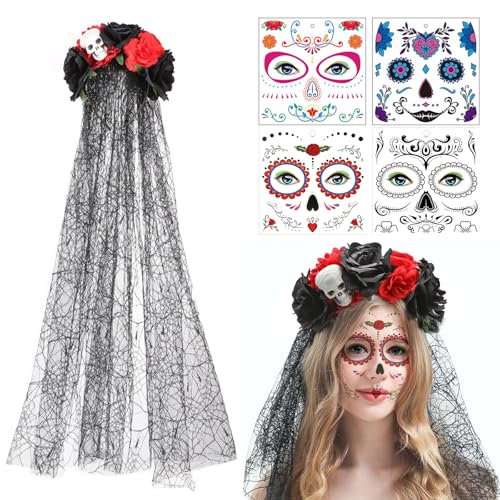 DAZZTIME Halloween Tag der Toten Haarreif,Tag der Toten Haarreif,Mexikanische Stirnband,Tag der Toten Haarschmuc,Damen Halloween Kopfschmuck,Tag der Toten Schleier,für Halloween Party Cosplay Kostüm DAZZTIME Halloween Tag der Toten Haarreif,Tag der Toten Haarreif,Mexikanische Stirnband,Tag der Toten Haarschmuc,Damen Halloween Kopfschmuck,Tag der Toten Schleier,für Halloween Party Cosplay Kostüm von DAZZTIME