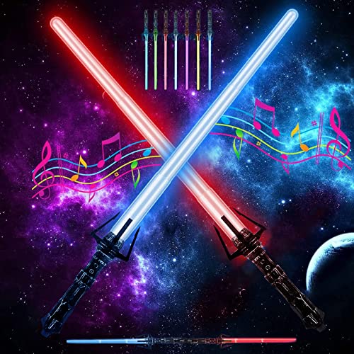 Laserschwert Kinder,2 Stück Duell Lichtschwert,Star Wars Lichtschwert,2 in 1 Lichtschwert,Laserschwert Kinder mit 7 Farben und Soundeffekten（ Adlerkralle ） von DAZZTIME