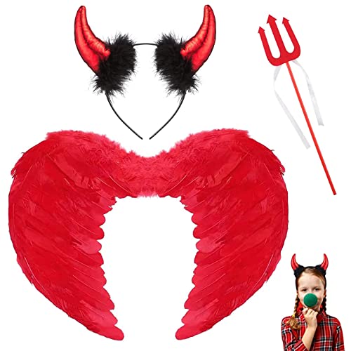 Teufelskostüm für Damen,Teufel Kostüm 60 cm,Dunkler Engel Kostüm,Teufel Kostüm Damen,Halloween Flügel,Teufels Flügel,Teufel Flügel Kostüm Damen,für Karneval,Fasching,Mottoparty,Hallowee von DAZZTIME