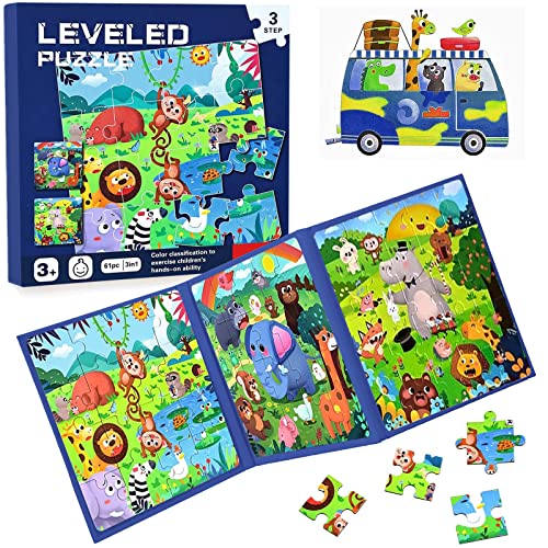 Kinderpuzzle,Magnet Puzzle,Tier Puzzle für Kinder,Reisespiele Kinder ab 3 Pädagogisches Puzzles,Pädagogisches Spielzeug,Lernspielzeug für Kinder 3 4 5 Jahren（Wald） von DAZZTIME