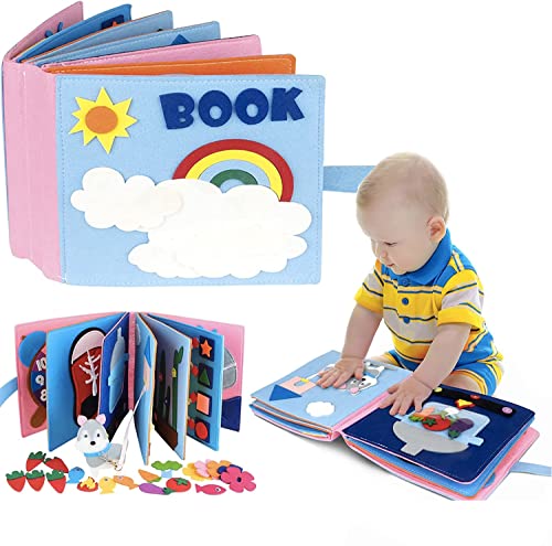 DAZZTIME Quiet Book,3D Filz Busy Book Sensorisches Spielzeug,Babybücher aus Weichem Stoff Früh,Pädagogisches Sensorisches Spielzeug,Lernspielzeug für Kleinkinder von DAZZTIME