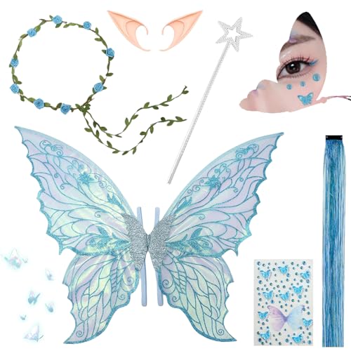 Schmetterlingsflügel,Glitzernde Engelsflügel,Prinzessinnenflügel,mit Elfenöhren,Flügel Kostüm,Feenflügel Kinder,Feen Flügel,Fairy Wings,für Karneval,Fasching,Mottoparty,Halloween Schmetterlingsflügel,Glitzernde Engelsflügel,Prinzessinnenflügel,mit Elfenöhren,Flügel Kostüm,Feenflügel Kinder,Feen Flügel,Fairy Wings,für Karneval,Fasching,Mottoparty,Halloween von DAZZTIME